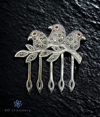 The Cuckoo Marcasite Silver Hair Clip