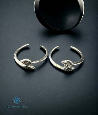 Leaf Silver Marcasite Toe-Rings