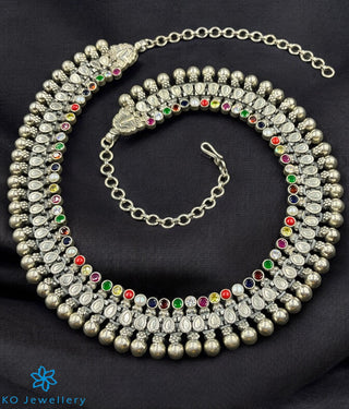 The Bhiti Silver Navratna Necklace