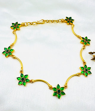 The Flowery Silver Necklace (Green)