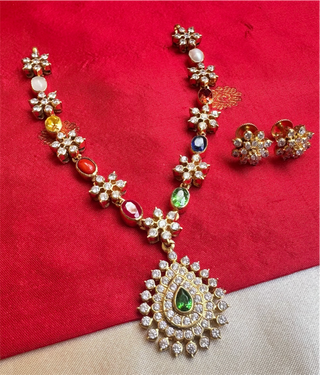 The Pritika Silver Navaratna Closed-setting Stone Necklace