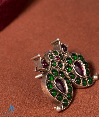 The Hritvi Silver Earstuds (Green)