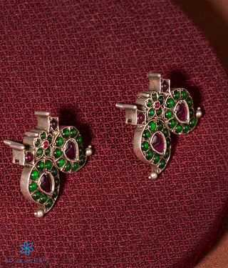 The Hritvi Silver Earstuds (Green)