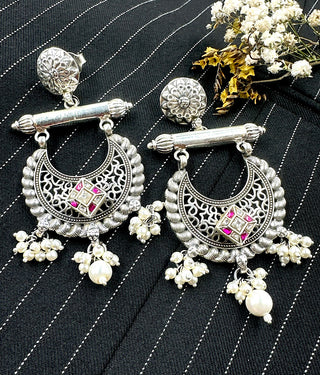 The Chandni Silver Pearl Jadau Earrings