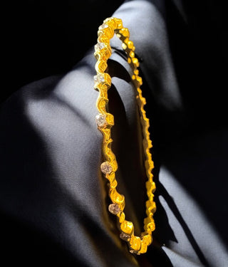 The Vanshika Silver Traditional Close Setting Diamond Bangle -Single (Size 2.4)