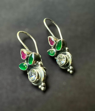 The Menaka Silver Gemstone Earrings (Multi Colour)