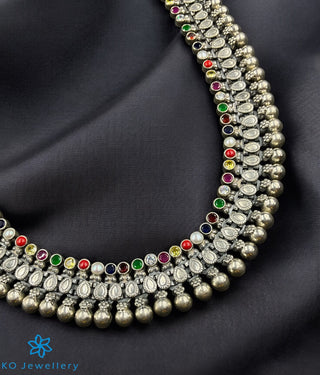 The Bhiti Silver Navratna Necklace