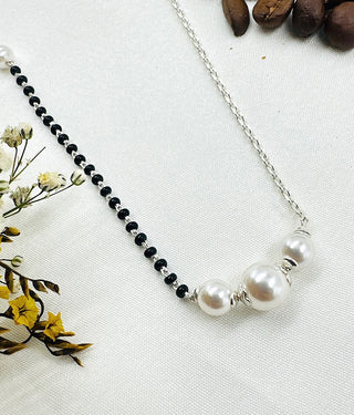 The Tara Silver Pearl Necklace/ Mangalsutra