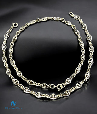 The Daksha Silver Antique Anklets