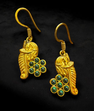 The Barhin Silver Peacock Green Kemp Earrings