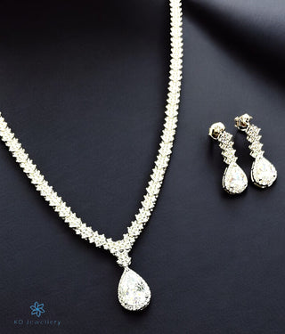 The Ziva Sparkle Silver Necklace & Earrings