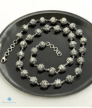 The Rudraksha Beads Silver Chain (Oxidised)