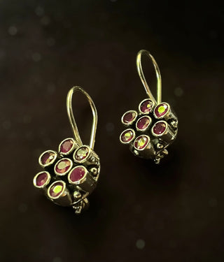 The Vyoma Silver Gemstone Earrings (Red)