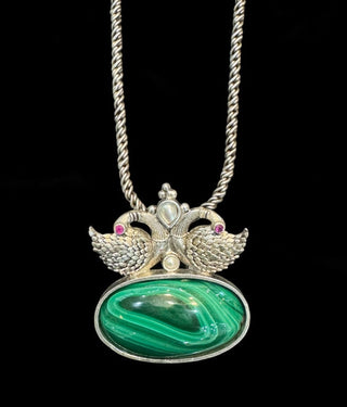 The Lokya Twin Peacock Silver Pendant