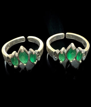 The Manya Silver Marcasite Toe-Rings (Green)
