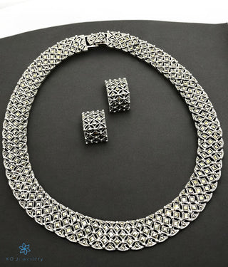 The Showstopper Silver Marcasite Necklace & Earrings