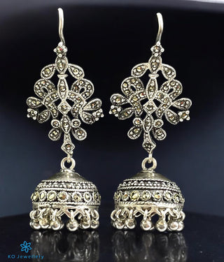 The Vyasa Silver Marcasite Jhumkas