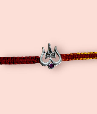 The Isha Silver Rakhi (Red)