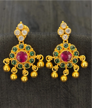 The Arunika Silver Earrings (Green)