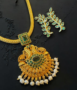 The Bhumija Nakshi Silver Peacock Necklace & Earrings