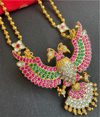 The Aavriti Gandaberunda Silver Jadau Necklace