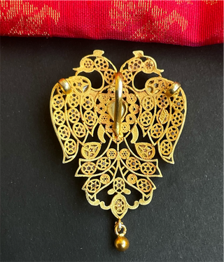 The Gandaberunda Blue Polki Silver Pendant