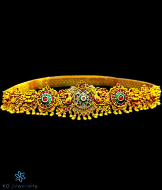 The Niharika Silver Jadau Oddiyanam Waist belt