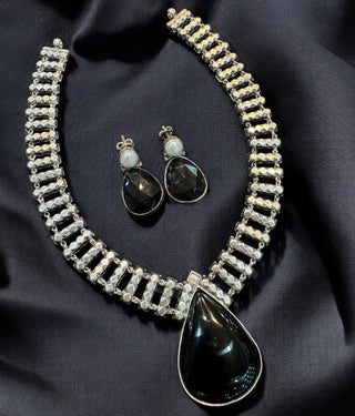 The Samyak Black Onyx Silver  Necklace & Earrings