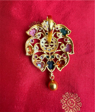 The Akshaya Silver Navratna Pendant Set