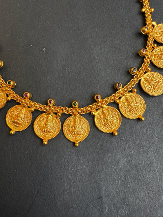 The Hiranya Silver Lakshmi Kasumala Necklace & Earrings