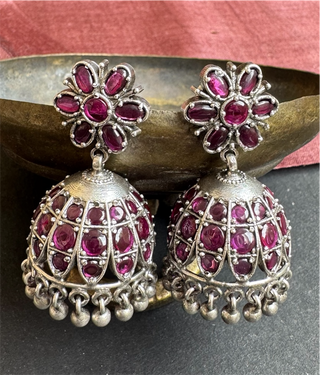 The Abhiri Silver Kemp Jhumka (Oxidised)