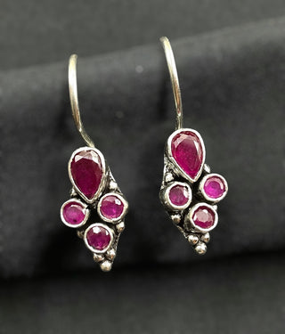 The Paras Silver Gemstone Earrings (Red)