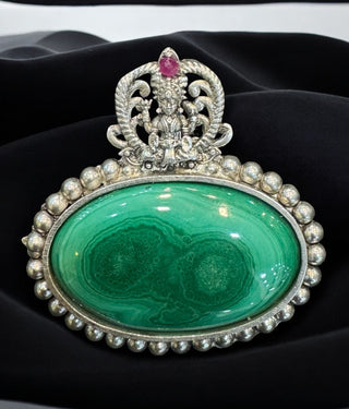 The Trisha Lakshmi Malachite Gemstone Silver Pendant