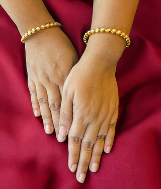 The Piyali Silver Pearl Bangle- Single (Size/2.2/ 2.4/2.6/2.8)