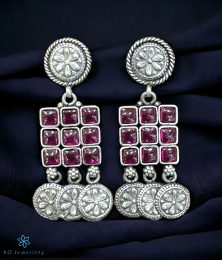 The Tanmaya Silver Earrings (Red)