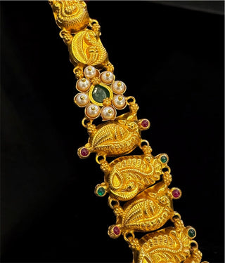 The Mayara Silver Lakshmi Nakshi long Haaram/Necklace