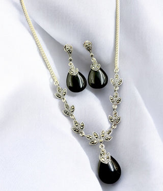 The Daivika Silver Marcasite Necklace & Earrings