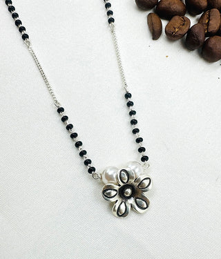 The Floral Silver Beads Necklace/ Mangalsutra