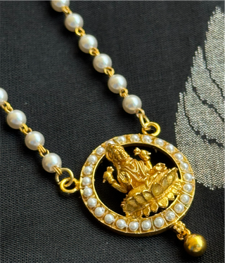 The Padmaja Silver Pearl Lakshmi Necklace