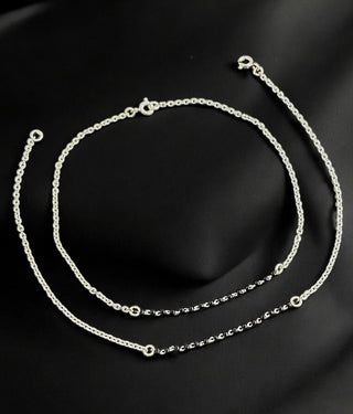 The Ananya Silver Black Bead Anklets