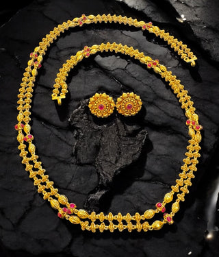 The Aditi Silver 2 layer Tulsi mala Necklace & Earrings