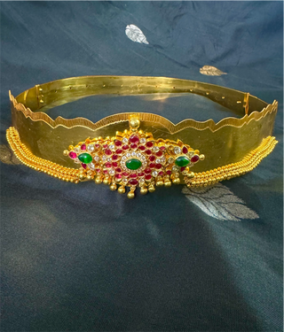 The Amahira Silver Bridal Oddiyanam Waist belt