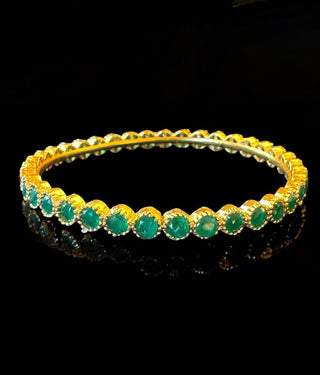 The Tanmaya Silver Green Kemp Bangle-Single (Size /2.2/2.4/2.6/2.8)