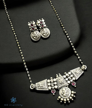 The Numa Silver Mangalsutra Necklace & Earrings