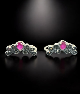 The Tiara Silver Marcasite Toe-Rings (Red)