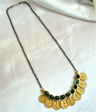 The Prarthana Silver Coin Mangalsutra (Green)