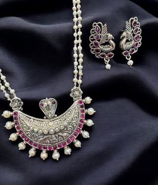 The Anavila Pearl & Kemp Kokkethathi Silver Necklace & Earrings