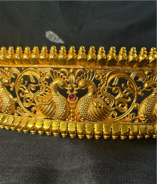 The Sharmistha Silver Peacock Oddiyanam/Waist belt)