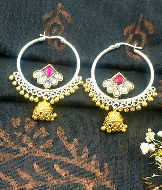 The Silver Antique Bali Jhumkas (2 tone)