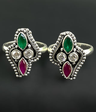 The Pratik Gemstone Silver Toe-Rings